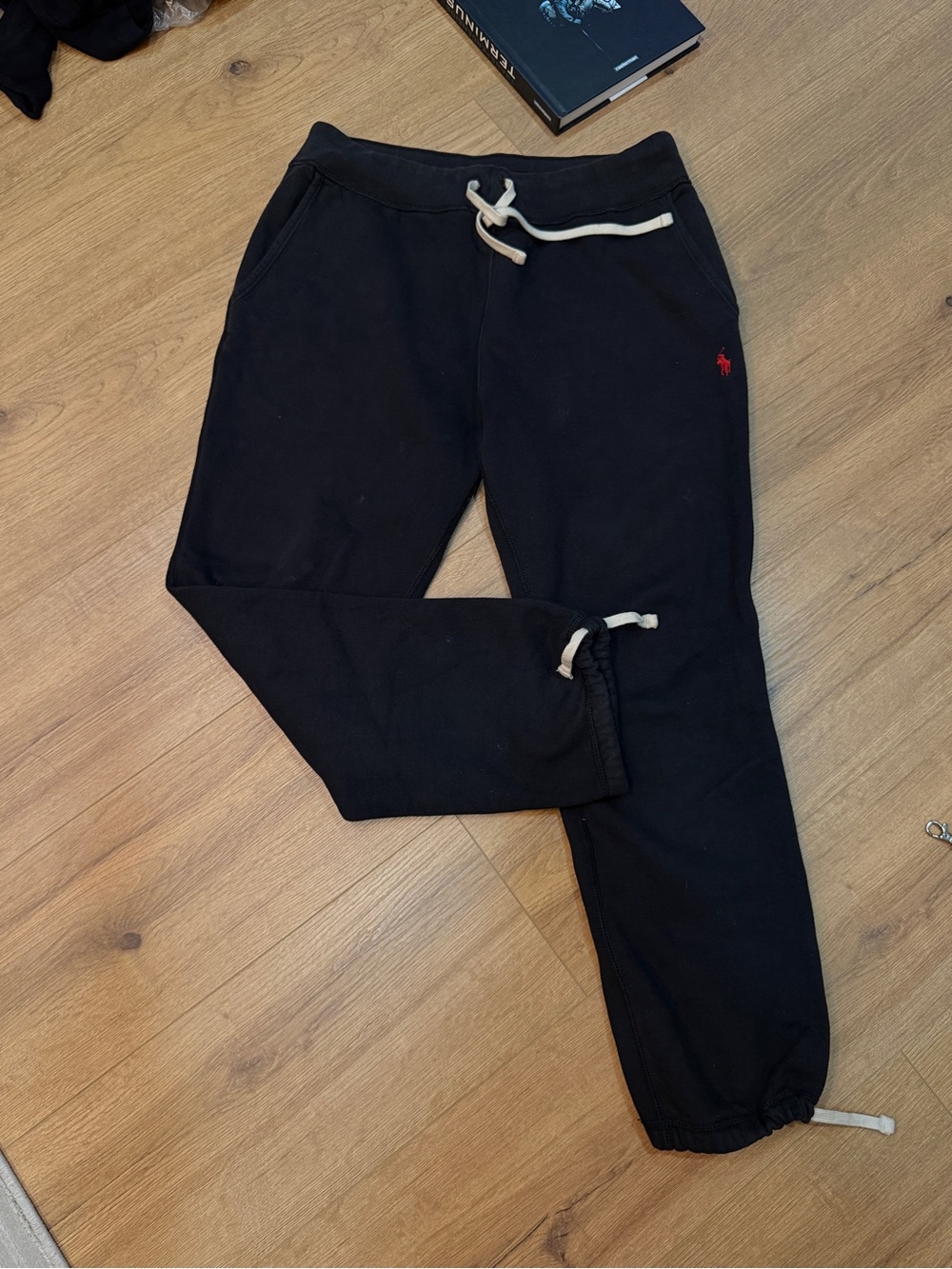 Polo by Ralph Lauren Black Jogger Sweatpants with Red Pony